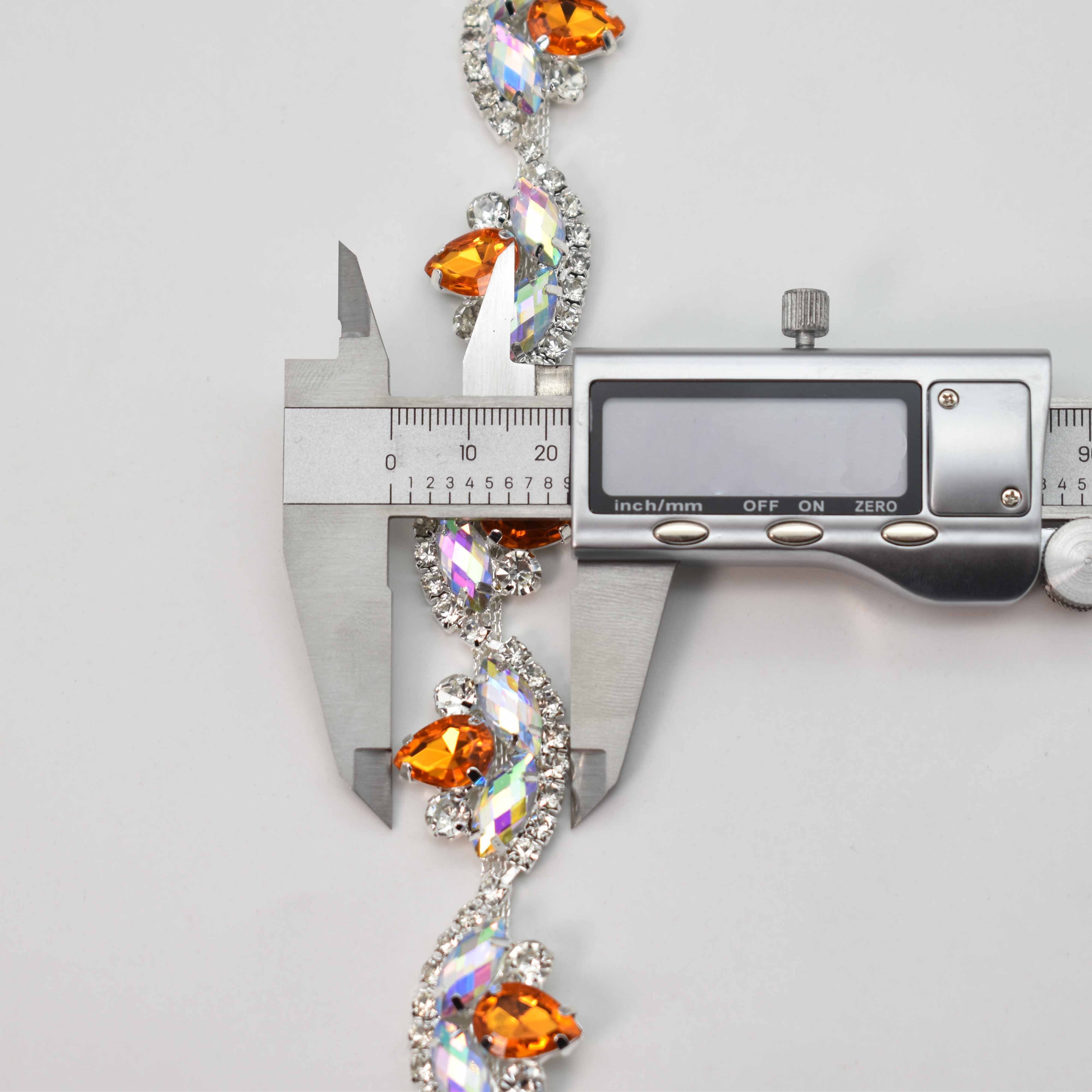 JFRC016 Colorful Acrylic Rhinestone Flower Chain Crystal Trim By the Yard Sew on Dress Belt Wedding Cake Garment Decoration Acce