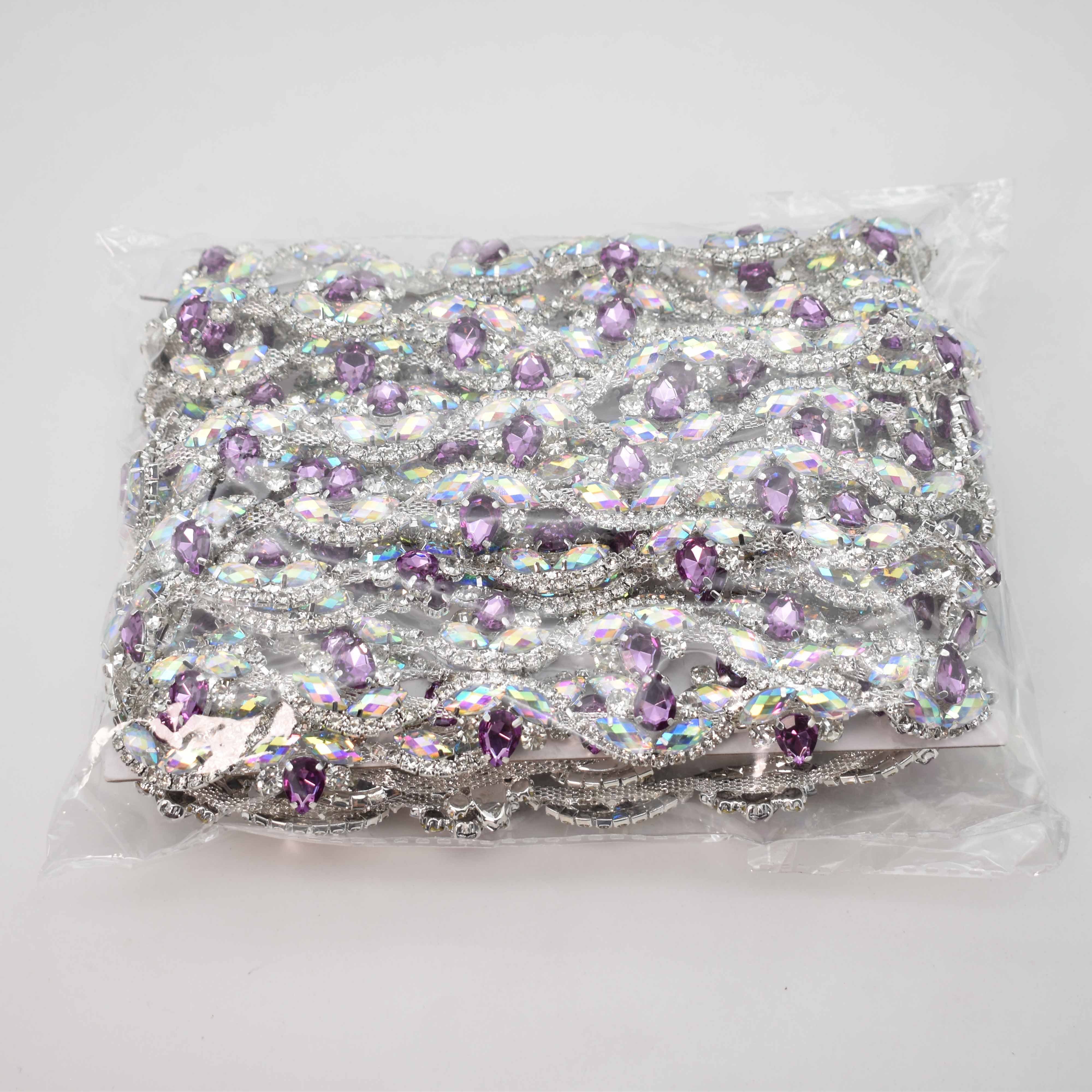 JFRC016 Colorful Acrylic Rhinestone Flower Chain Crystal Trim By the Yard Sew on Dress Belt Wedding Cake Garment Decoration Acce
