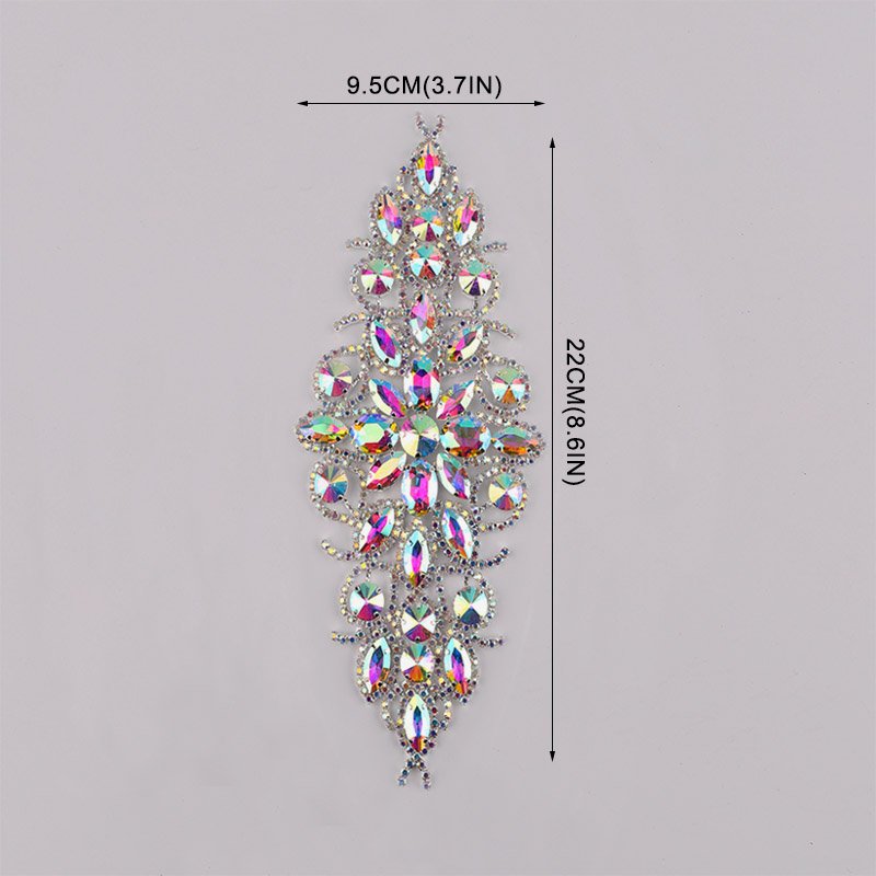 Hot Selling Qiyi Sliver Base Crystal Flower Patches Rhinestone Applique Embroidery Beaded Sew Appliques For Garment Accessories