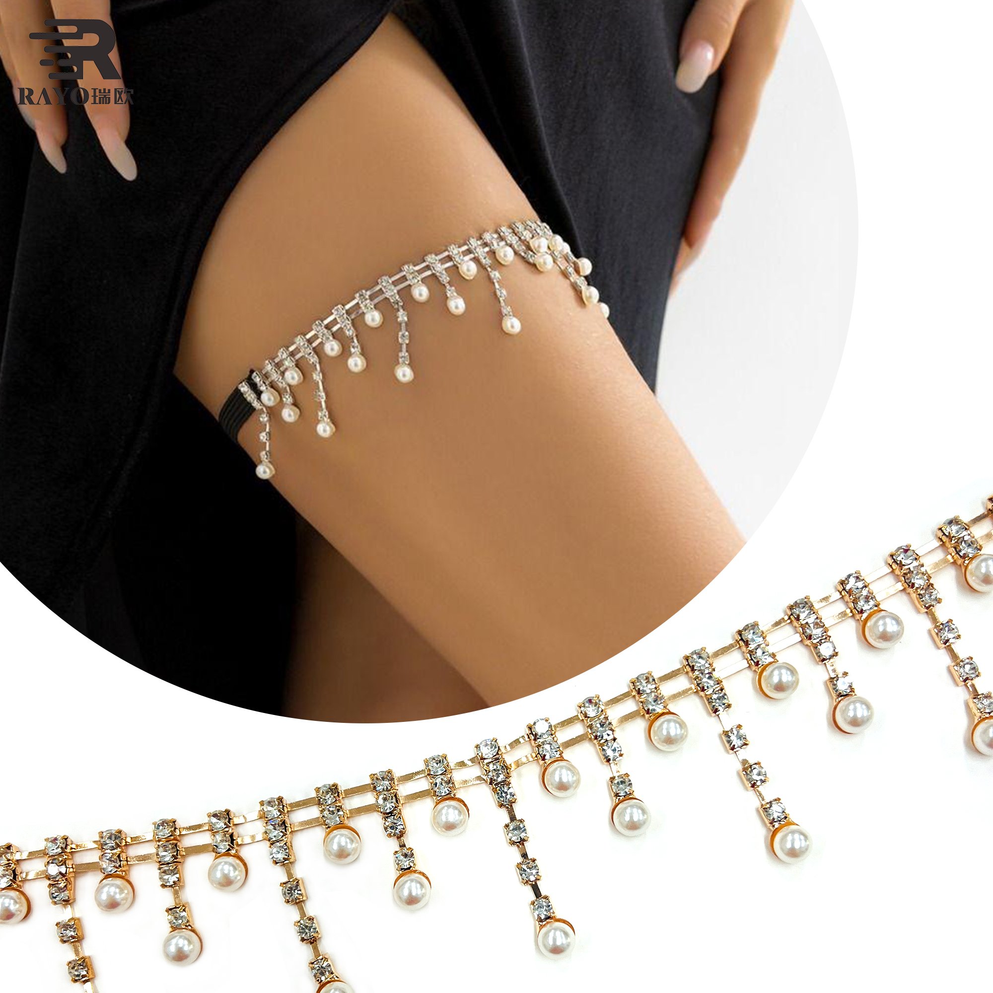 Flower-Shaped Fringe Pearl Beaded Cup Chain for Craft Sewing Wedding Dress Fabric DIY Decoration with Bridal Lace Metal String