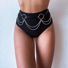 European and American punk style sexy chain sexy leather waist chain garter belt body chain belt performance jewelry belt