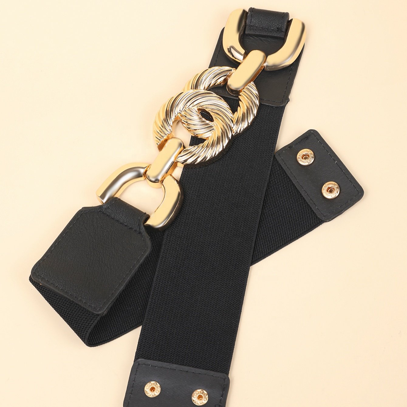 wholesale new Stock Women gold Chain double C Buckle Belt Coat Dresses Decorative Elastic Waistband Elastic Waist Belt