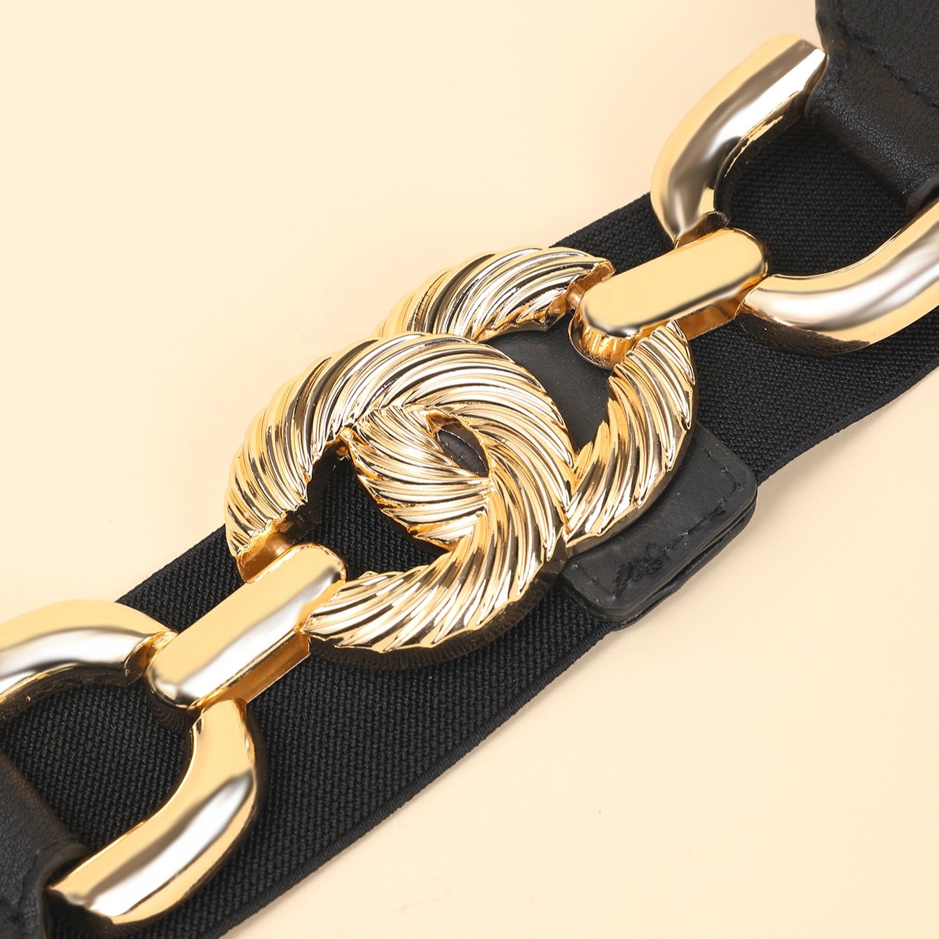 wholesale new Stock Women gold Chain double C Buckle Belt Coat Dresses Decorative Elastic Waistband Elastic Waist Belt