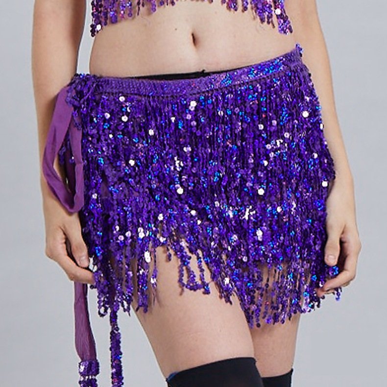 Belly Dance Hip Scarf Skirt Wrap Performance Bling Sequins Belly Dance Costume for Women 19 colors