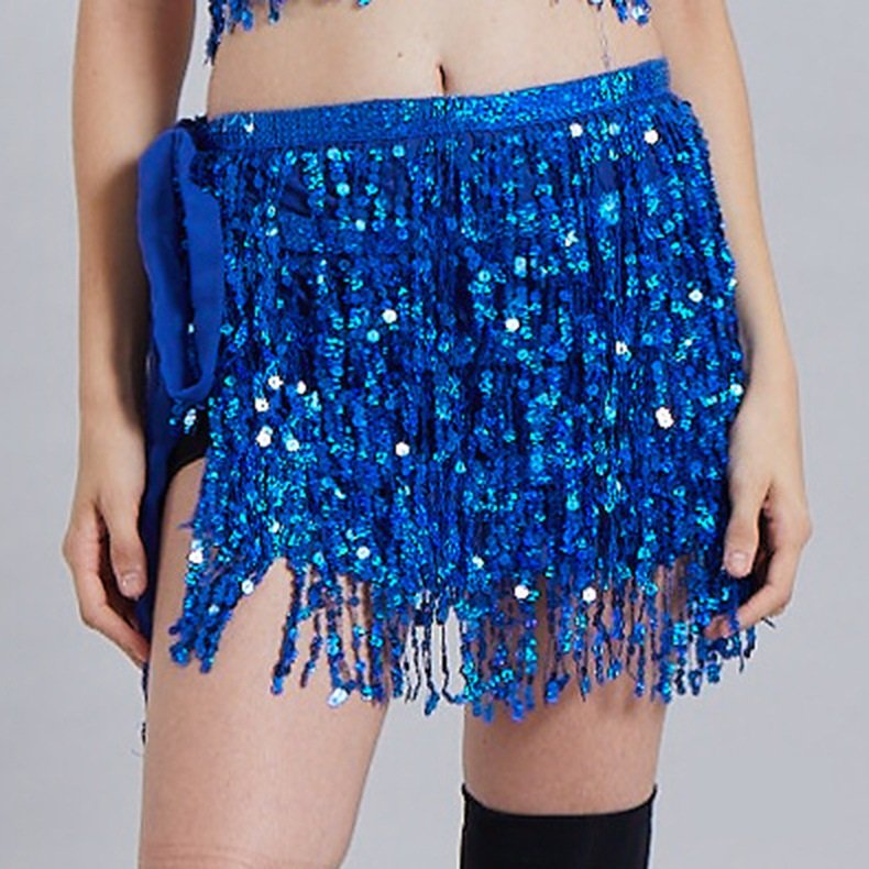 Belly Dance Hip Scarf Skirt Wrap Performance Bling Sequins Belly Dance Costume for Women 19 colors