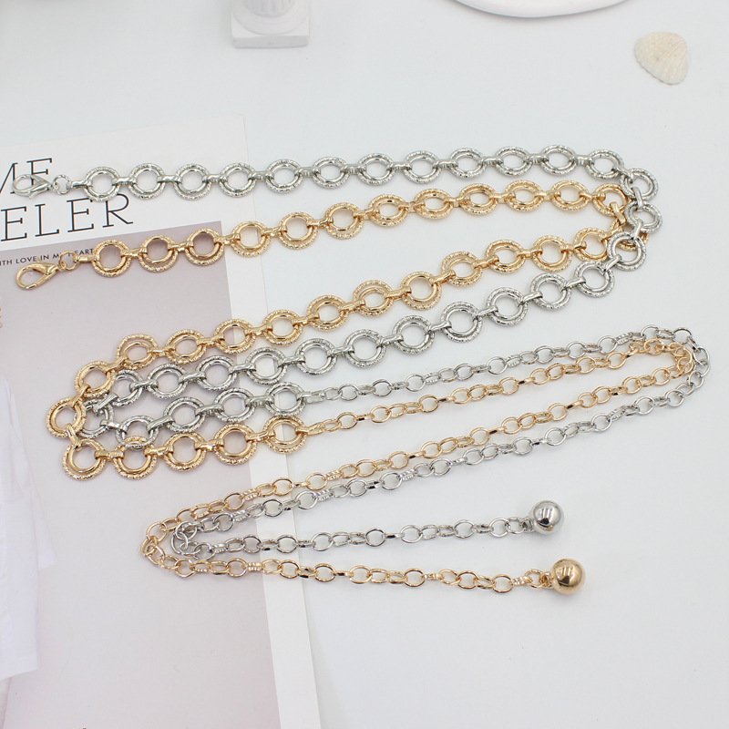 Women Fashion Waistbands Party Jewelry Dress High Waist Metal Chain Belt