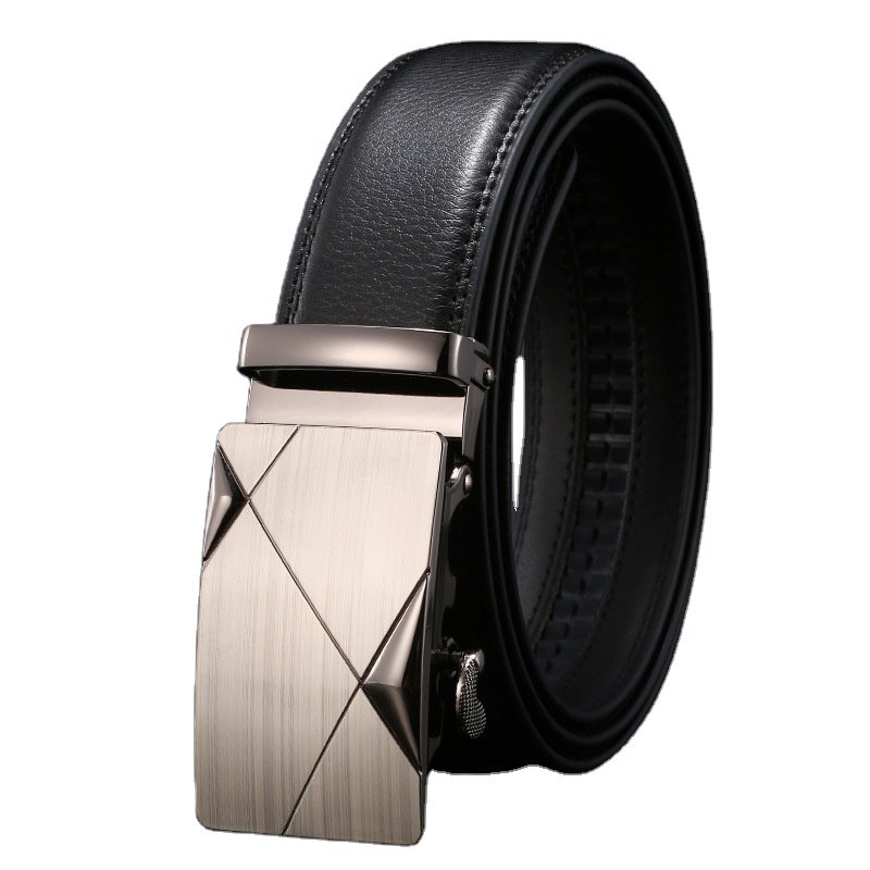 Automatic Buckle Two-Layer Men's Casual Fashion Belt Cowhide Genuine Leather Wholesale for Business Use
