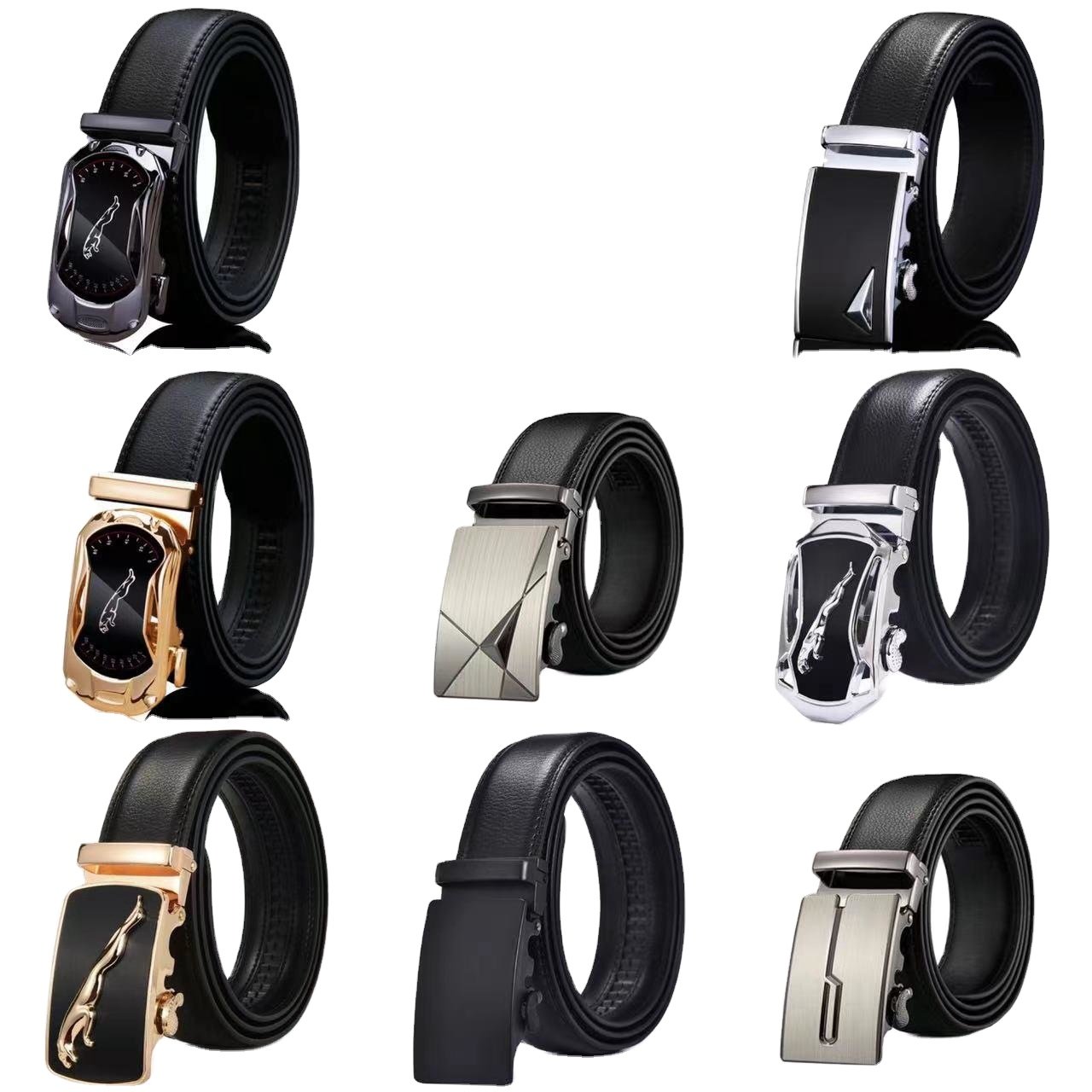 Automatic Buckle Two-Layer Men's Casual Fashion Belt Cowhide Genuine Leather Wholesale for Business Use