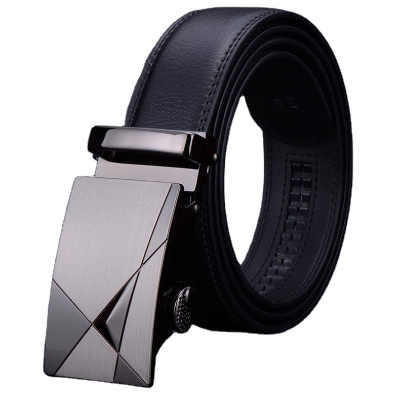 Automatic Buckle Two-Layer Men's Casual Fashion Belt Cowhide Genuine Leather Wholesale for Business Use