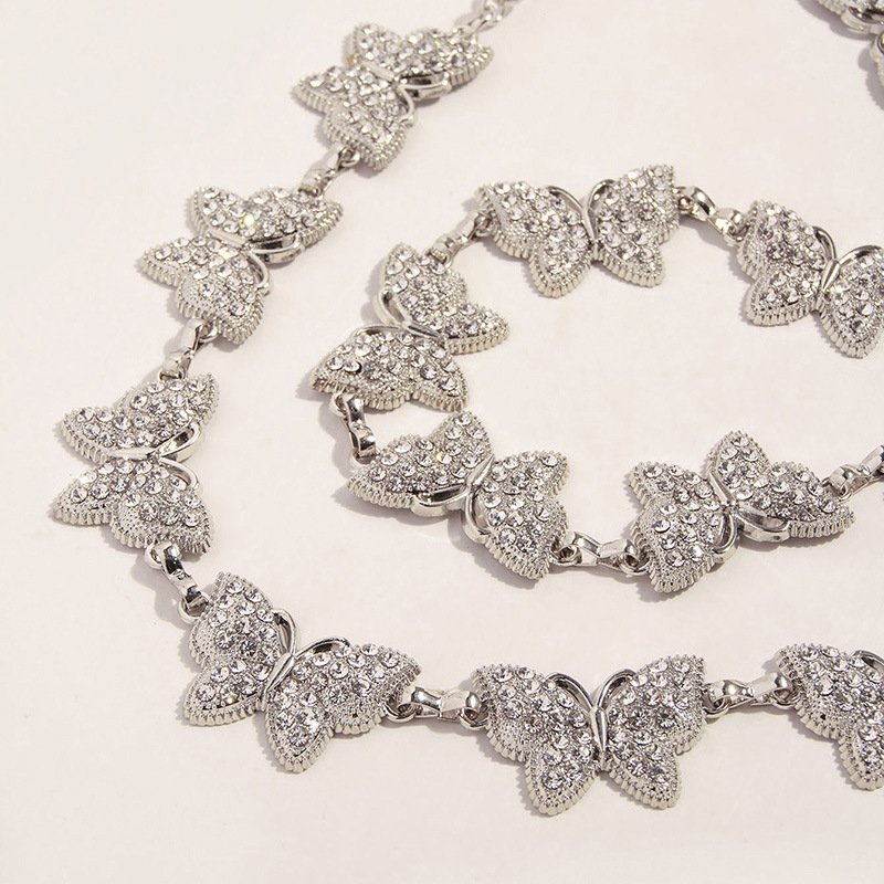 New design Elegant Metal Gold Adornment Waist Chain Belt Dress Jewelry Diamond Butterfly Women Waist Chain belt