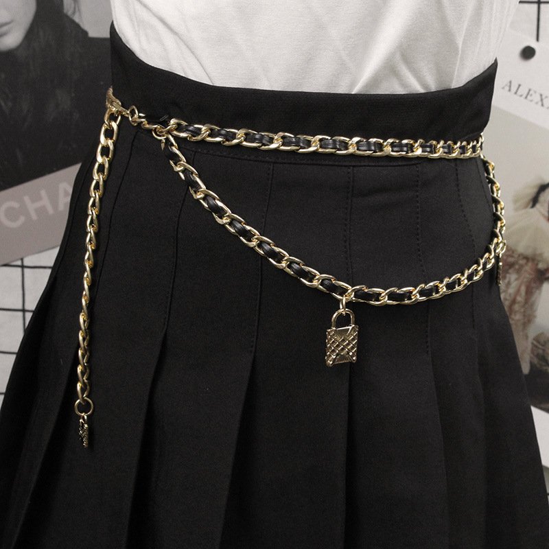 New Arriving Designer Leather Belts Classic Black Chain Belts Multi layer Adjustable Waist Chain Women Dress Decoration