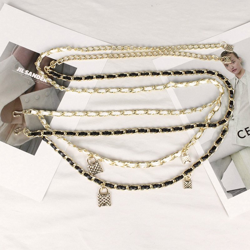 New Arriving Designer Leather Belts Classic Black Chain Belts Multi layer Adjustable Waist Chain Women Dress Decoration
