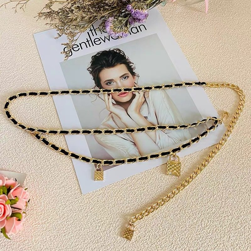 New Arriving Designer Leather Belts Classic Black Chain Belts Multi layer Adjustable Waist Chain Women Dress Decoration
