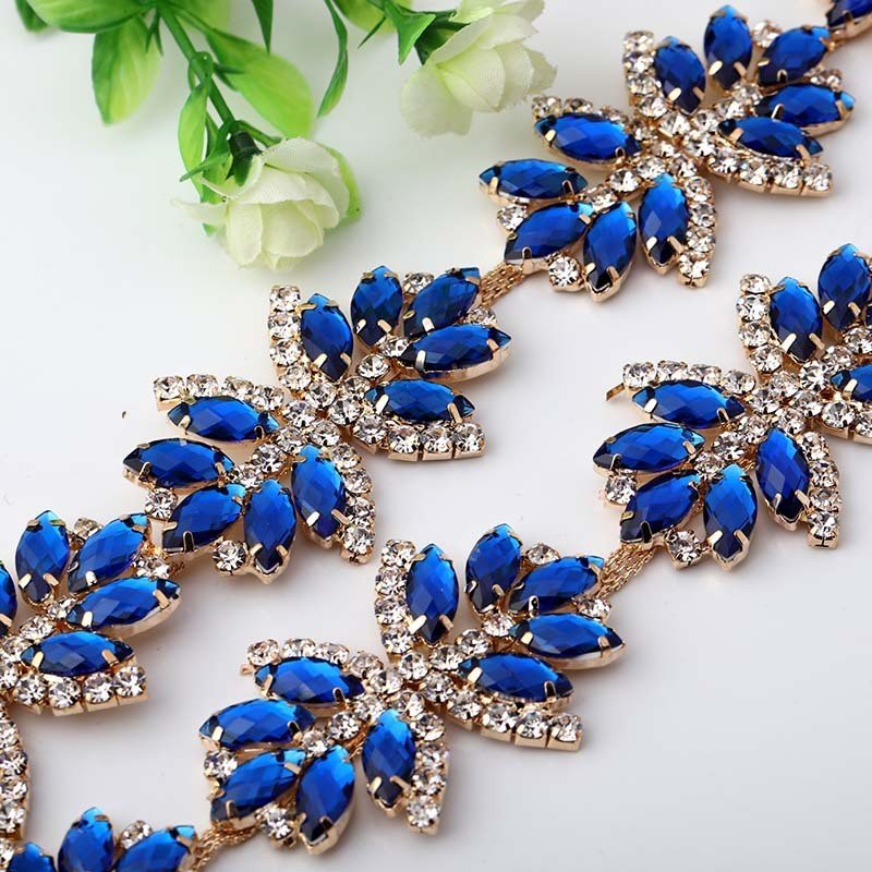 Rhinestone Chain Trimming Bridal Sash Rhinestone Trim Applique Wedding Belt Garment Accessories RC70596 Wholesale Crystal Copper