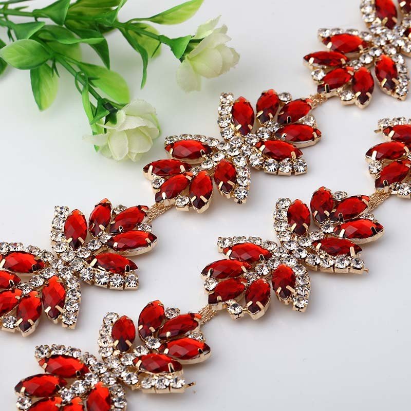 Rhinestone Chain Trimming Bridal Sash Rhinestone Trim Applique Wedding Belt Garment Accessories RC70596 Wholesale Crystal Copper