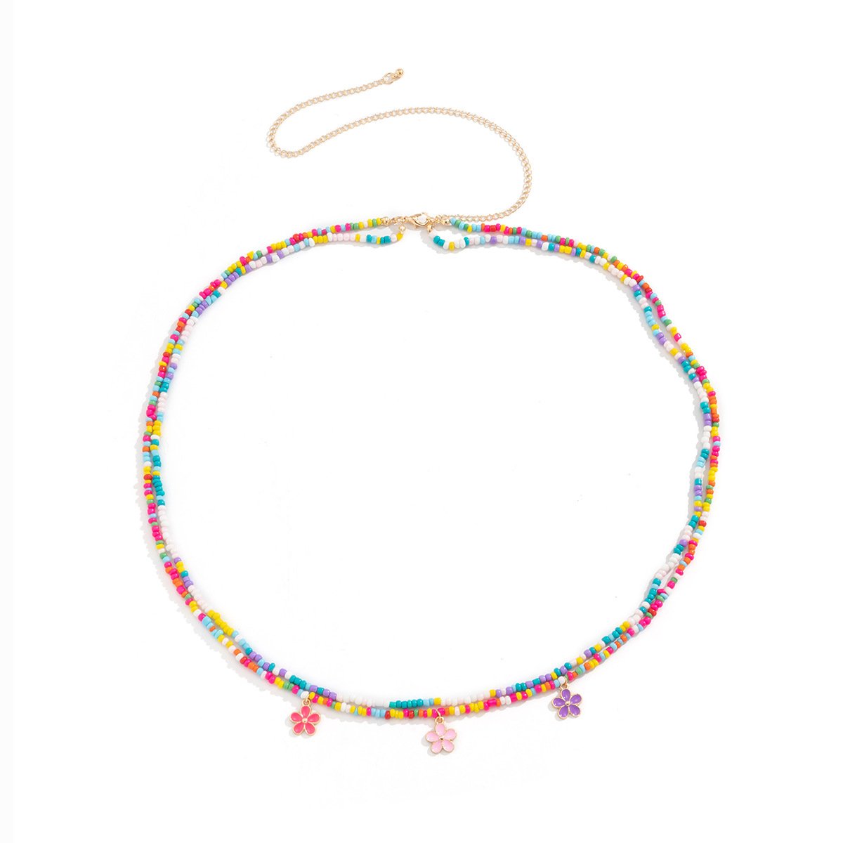 Wholesale Summer Flower Waist Chain Sweet Colorful Oil Drip Flores Tassels Belly Chain Women Beach Vacation Fashion Body Jewelry