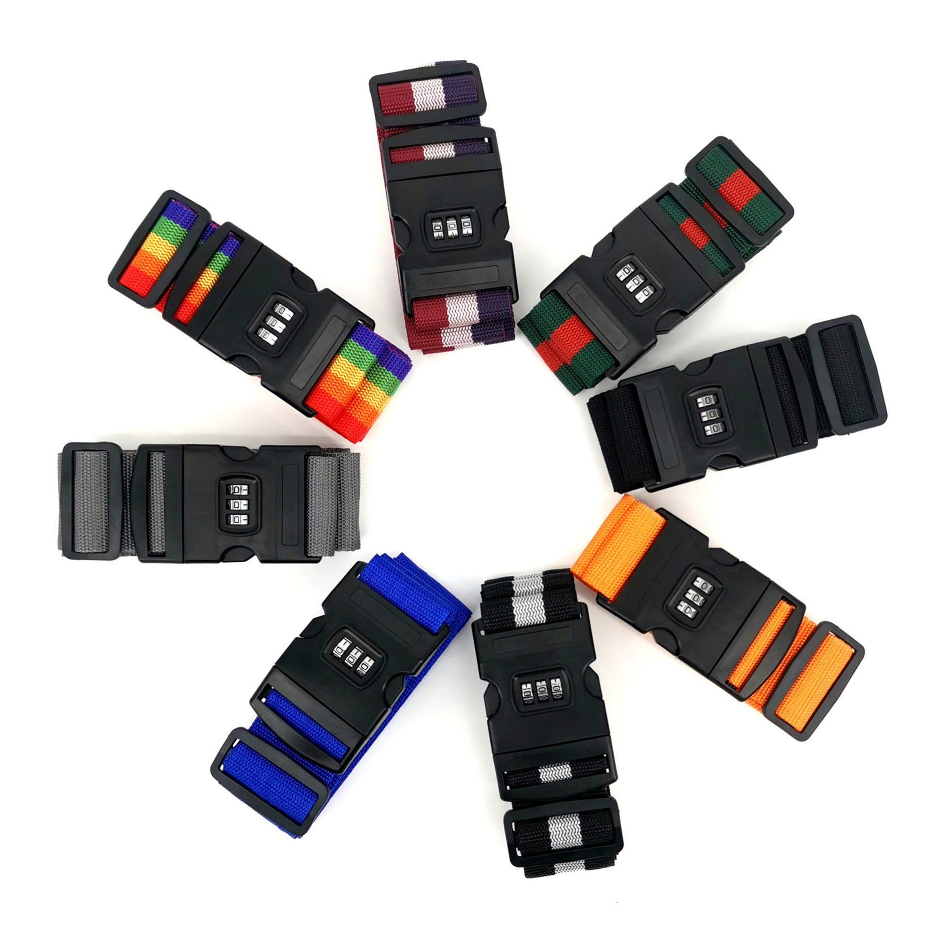 DC012 Adjustable Luggage Straps Fashion Portable Suitcase Belts with Combination Lock Custom Travel Luggage Belt Strap