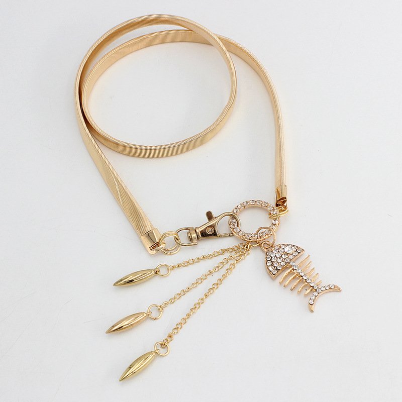 Fashion Waist Elastic Belts Woman Lady's Metal Leaf Belt Buckles Women Belts 2022