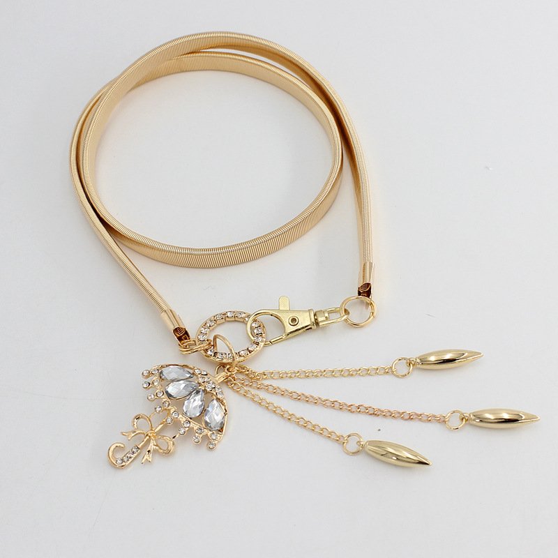 Fashion Waist Elastic Belts Woman Lady's Metal Leaf Belt Buckles Women Belts 2022