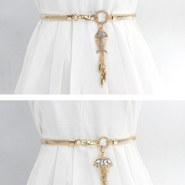 Fashion Waist Elastic Belts Woman Lady's Metal Leaf Belt Buckles Women Belts 2022