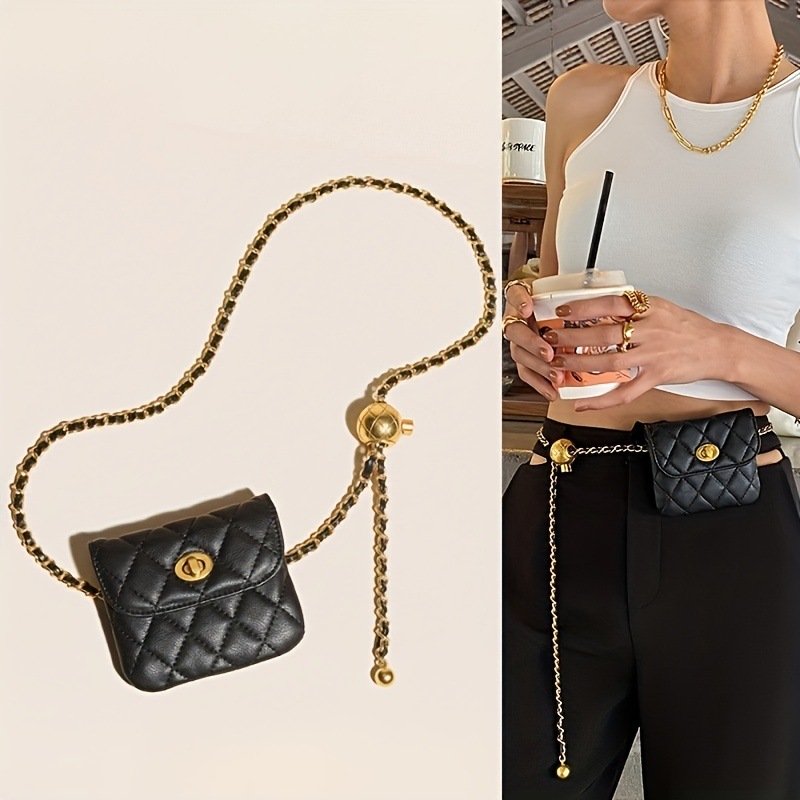 New Popular Gold Ball Chain Crossbody Bag Belt Cute Children's Fashion Waist Pack with Chain Belts