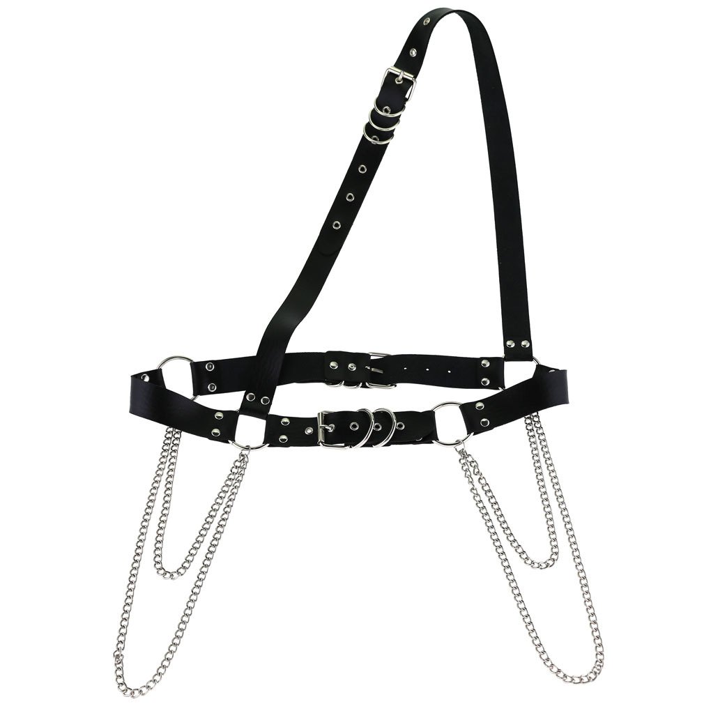 New Design Waist Belt Chain Leather Shoulder Harness Punk Body Bondage Cage Sculpting Harness Waistband Strap Belts
