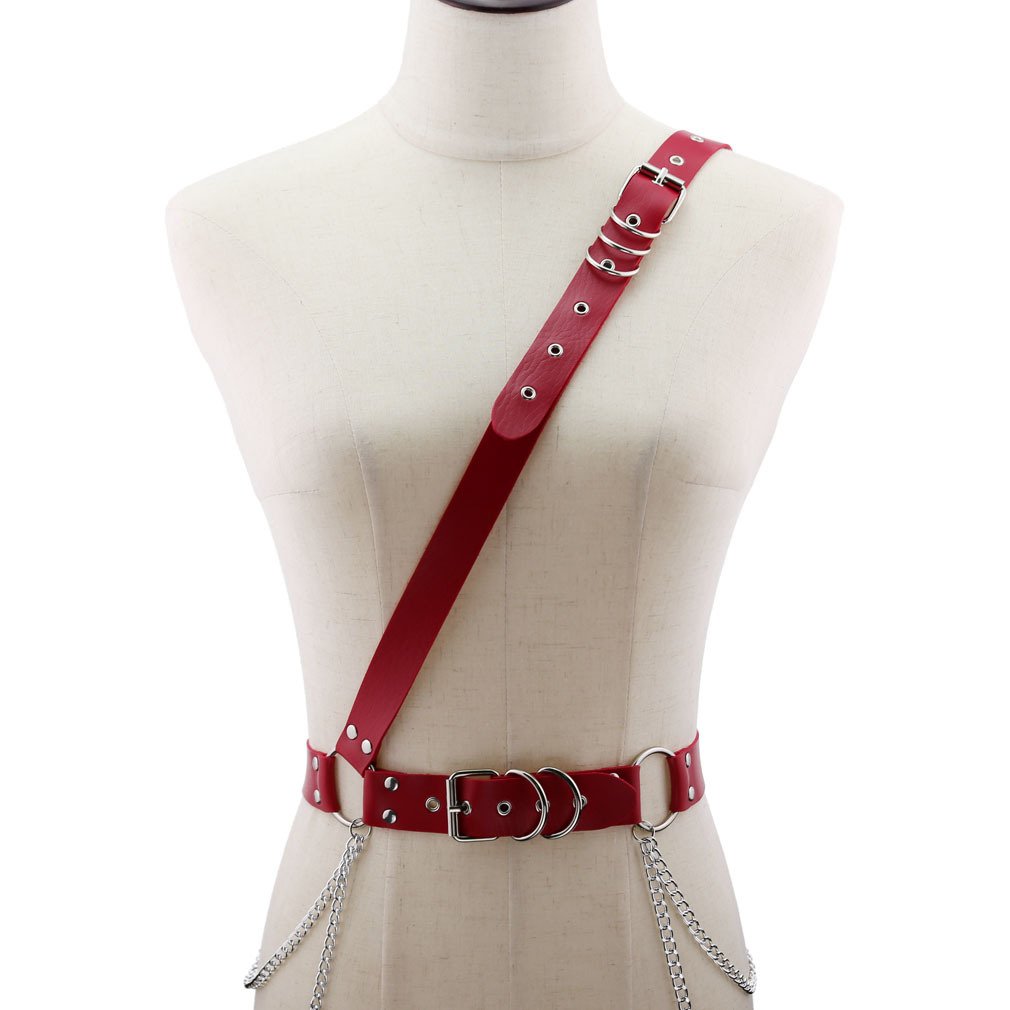New Design Waist Belt Chain Leather Shoulder Harness Punk Body Bondage Cage Sculpting Harness Waistband Strap Belts