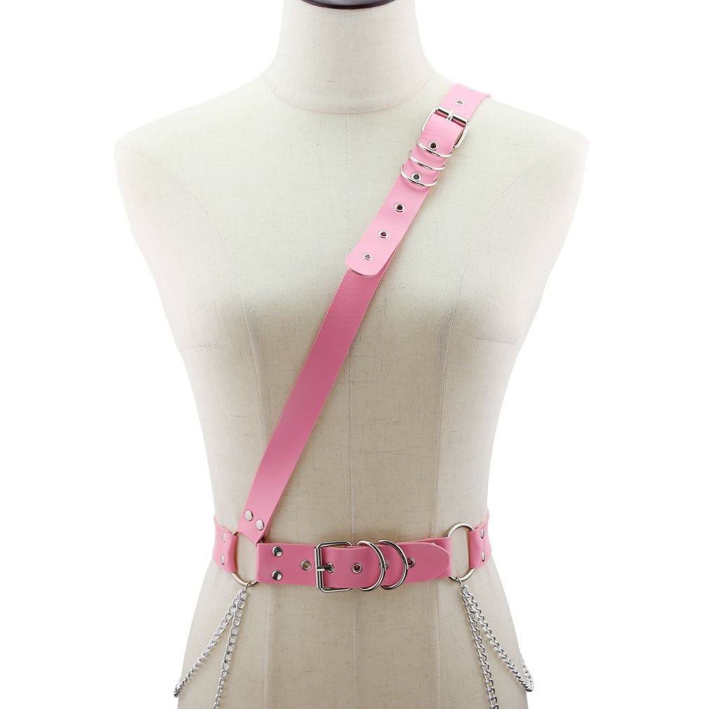 New Design Waist Belt Chain Leather Shoulder Harness Punk Body Bondage Cage Sculpting Harness Waistband Strap Belts