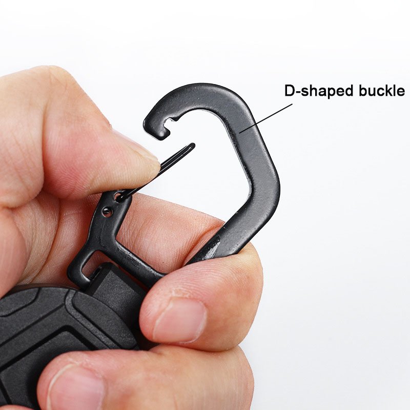 Wholesale Custom Black Multifunction Keychain Badge Holder Reel with Retractable Steel Cord Keychains Carabiner Reel Clip