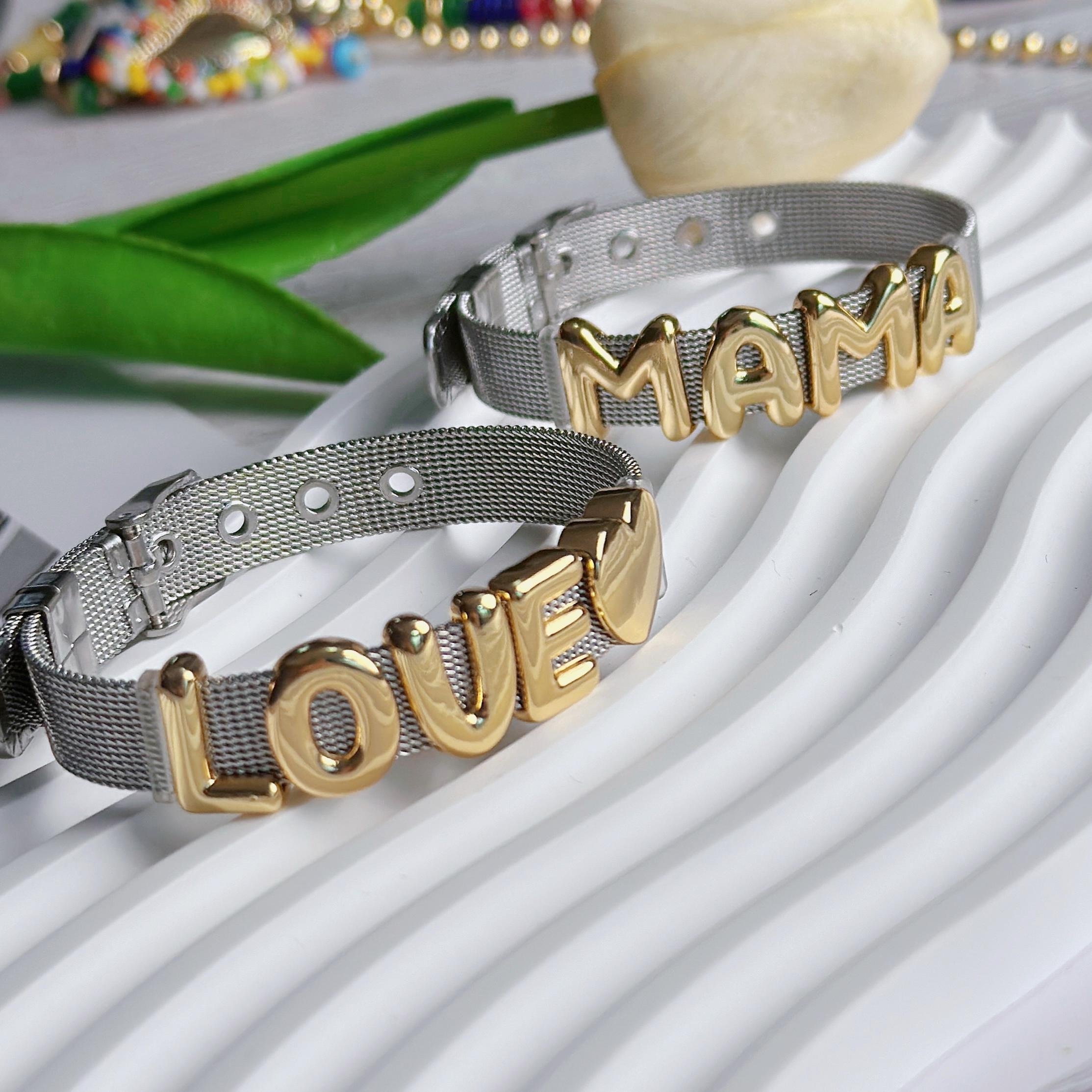 2024 New Design Leather Belt 925 silver Chain Bracelet With 18k Gold Plated Letter Name Copper Jewelry Lin Bracelet Women