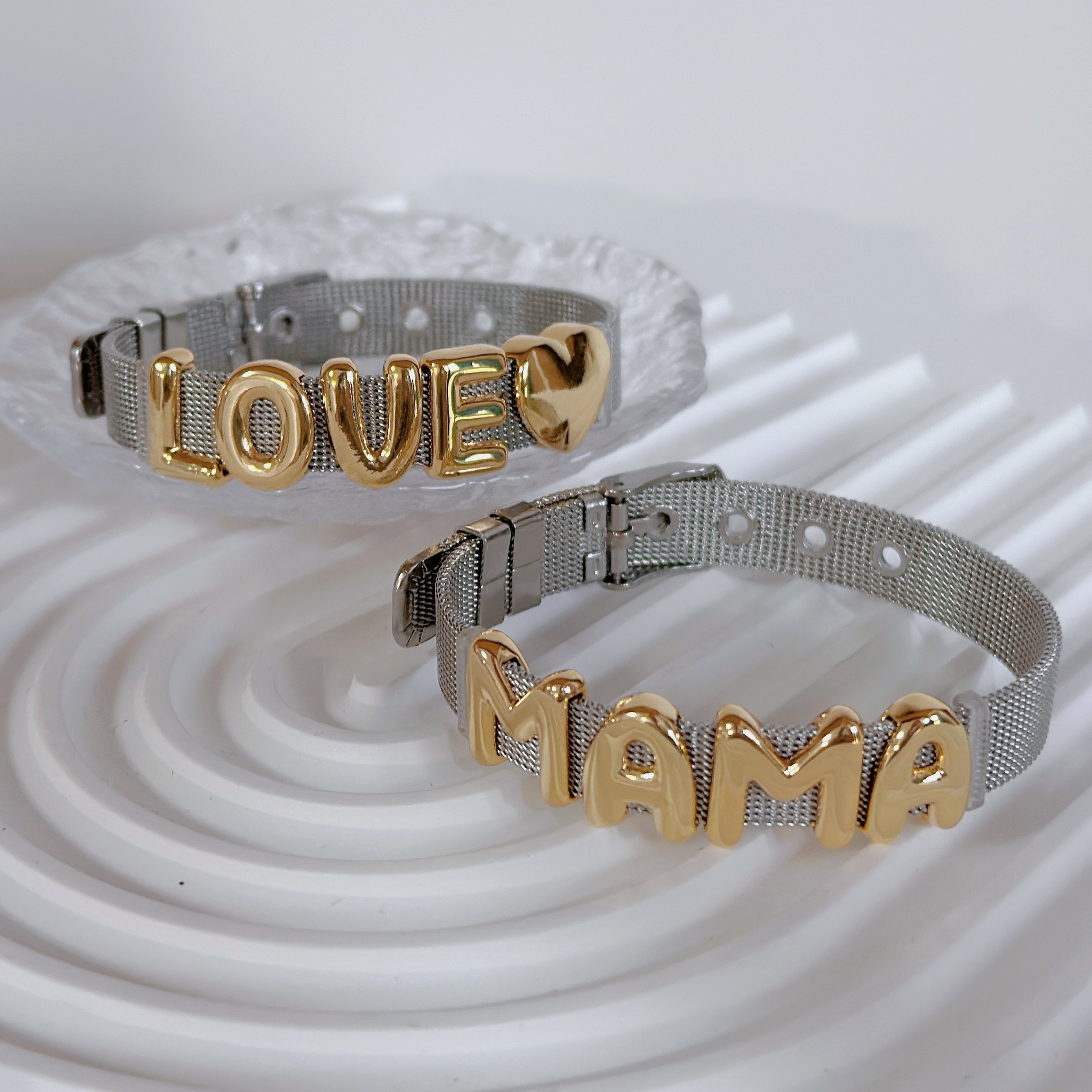 2024 New Design Leather Belt 925 silver Chain Bracelet With 18k Gold Plated Letter Name Copper Jewelry Lin Bracelet Women