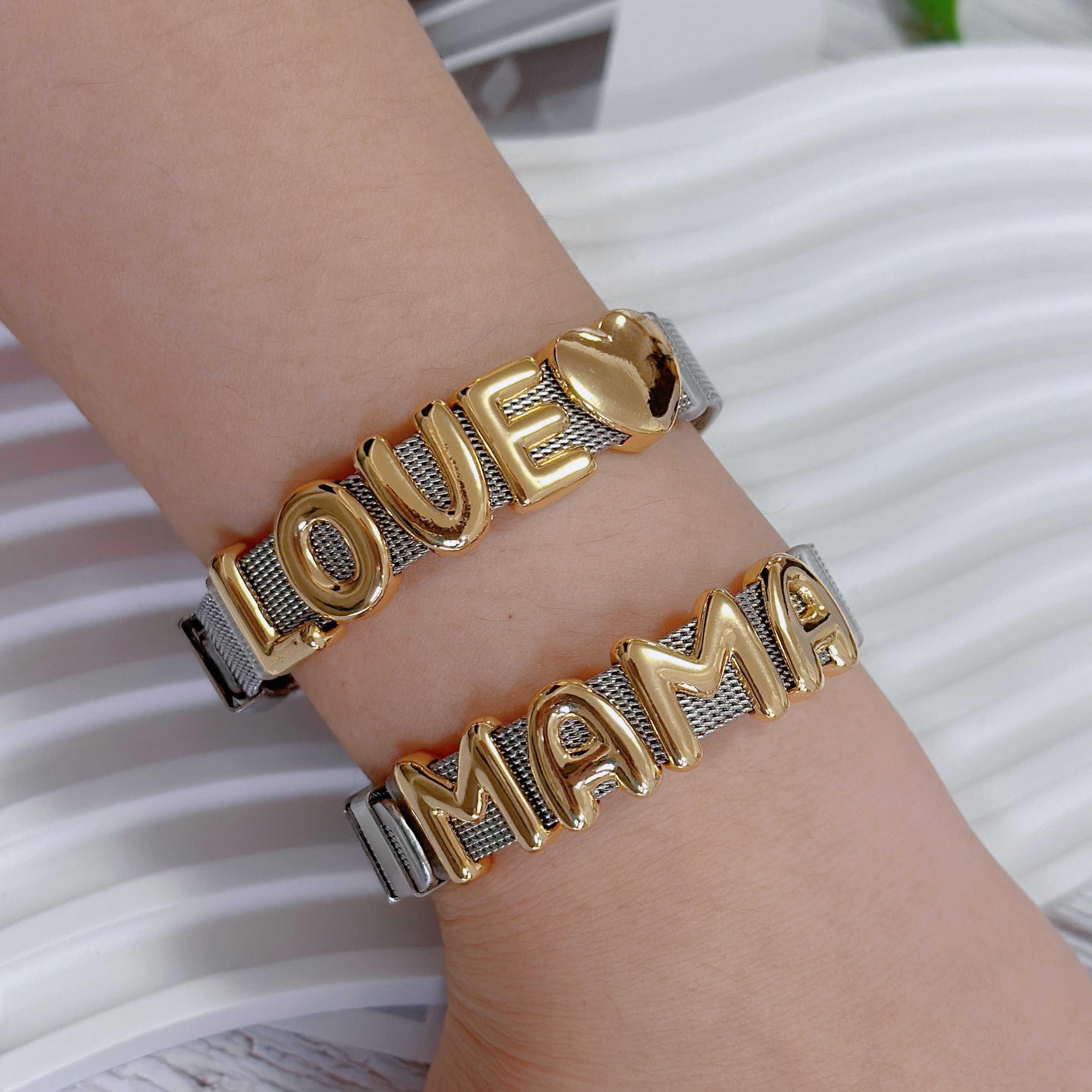 2024 New Design Leather Belt 925 silver Chain Bracelet With 18k Gold Plated Letter Name Copper Jewelry Lin Bracelet Women
