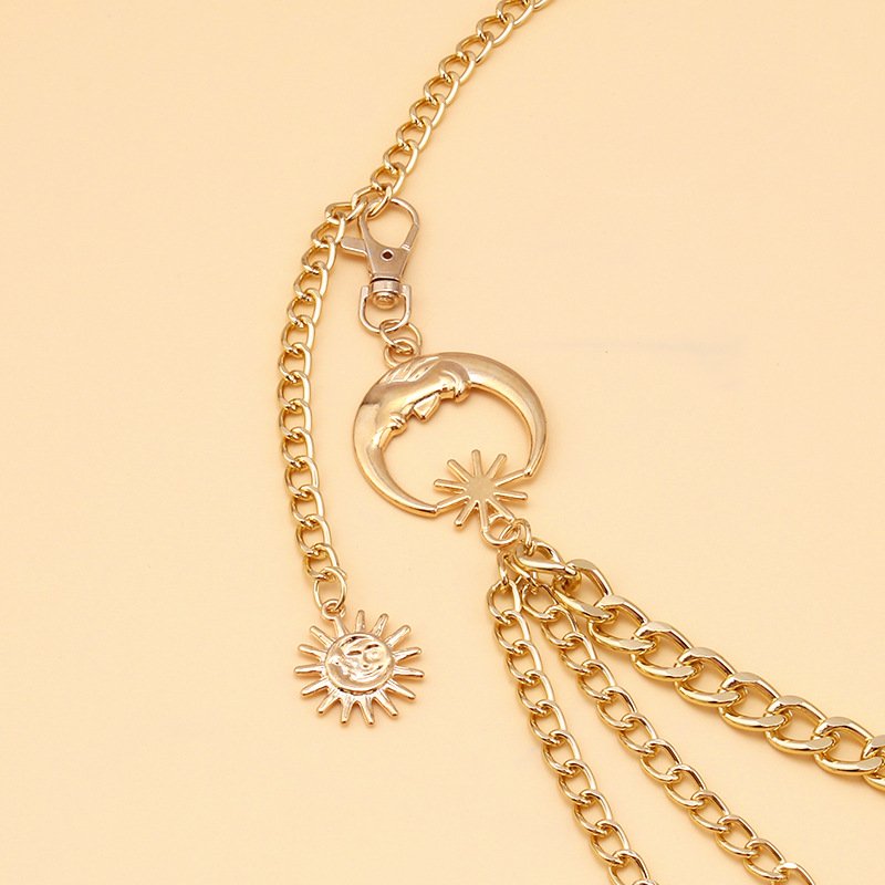Women Waist Chain Belt Moon Star Waistband Waist Chain Body Jewelry