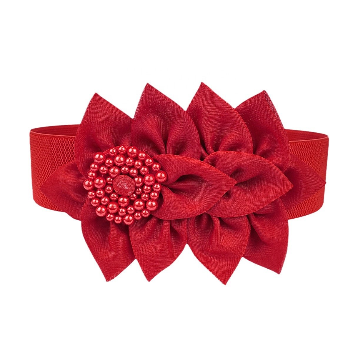 Wholesale Large Flower Elastic Belt Wide Waist Evening Dress belt women belt