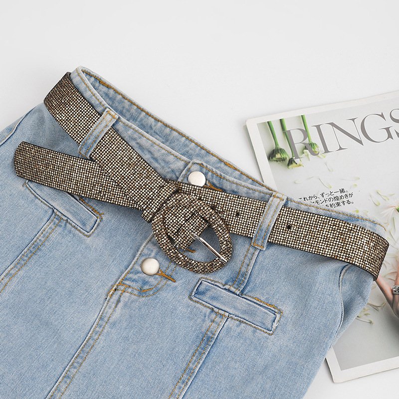 Factory supply women High quality Glitter Ladies belt Bling Waist Belt