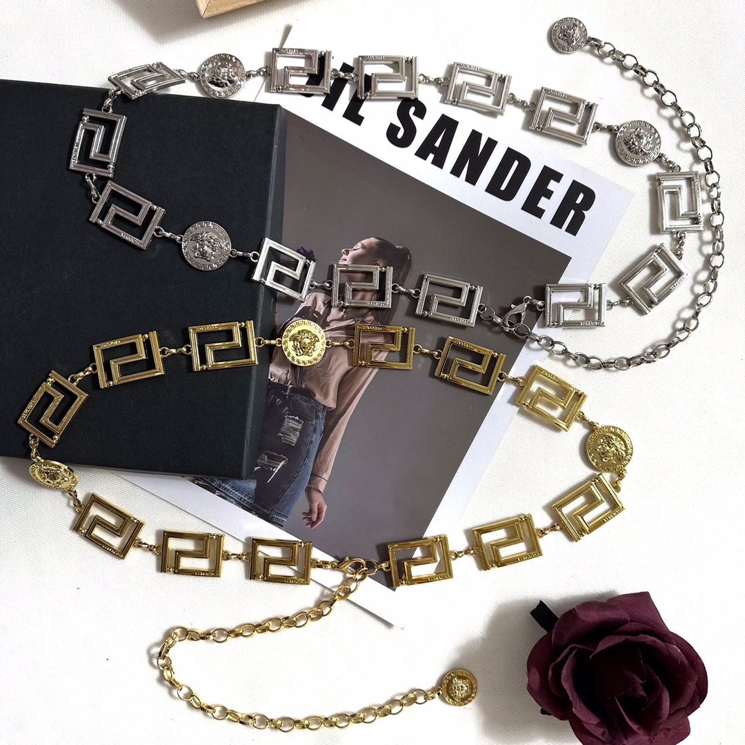 New Fashion High quality Metal Ladies Dress V Logo Designer Waist Chain Belt Metal Body Jewelry Chain Belt For Women