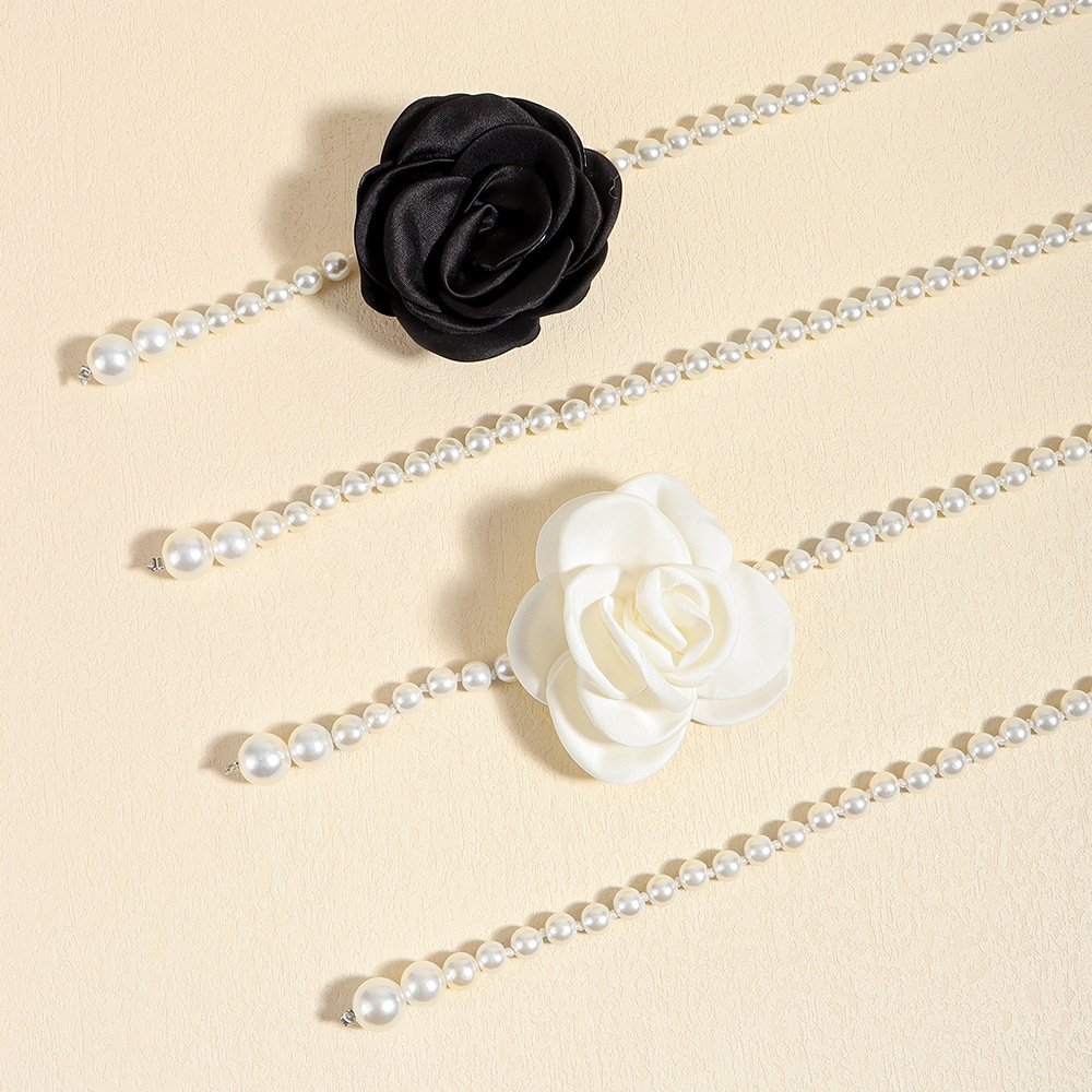 Classic Camellia Rose Waist Chain Elegant Pearl Rhinestone Butterfly Belt Ladies Woman Dresses Suit Decorative Waist Belt