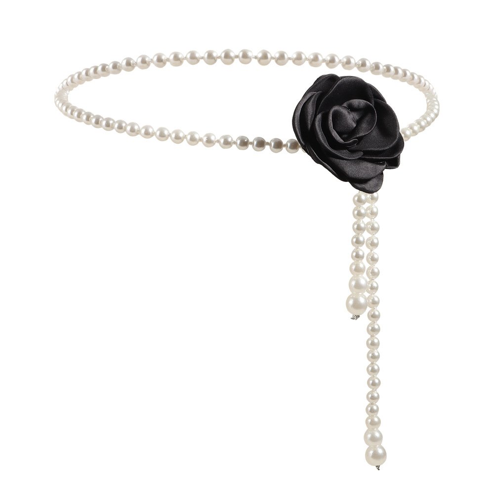 Classic Camellia Rose Waist Chain Elegant Pearl Rhinestone Butterfly Belt Ladies Woman Dresses Suit Decorative Waist Belt