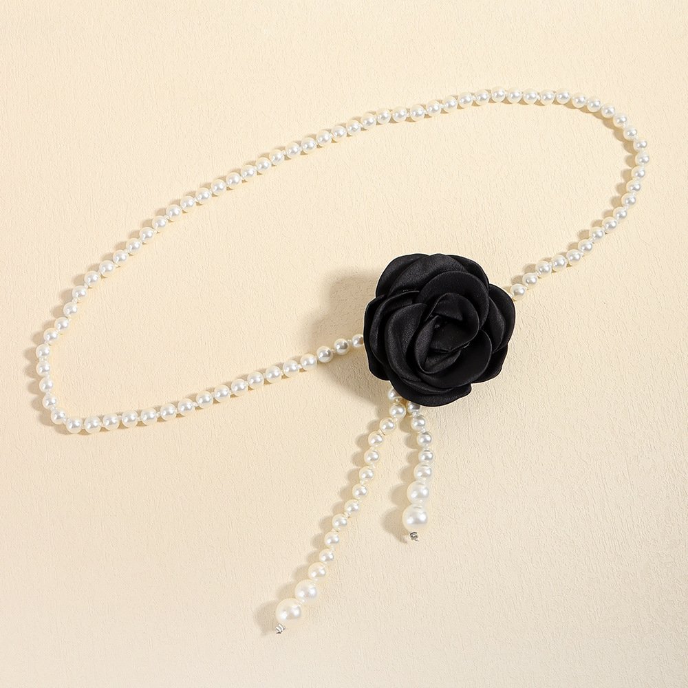 Classic Camellia Rose Waist Chain Elegant Pearl Rhinestone Butterfly Belt Ladies Woman Dresses Suit Decorative Waist Belt