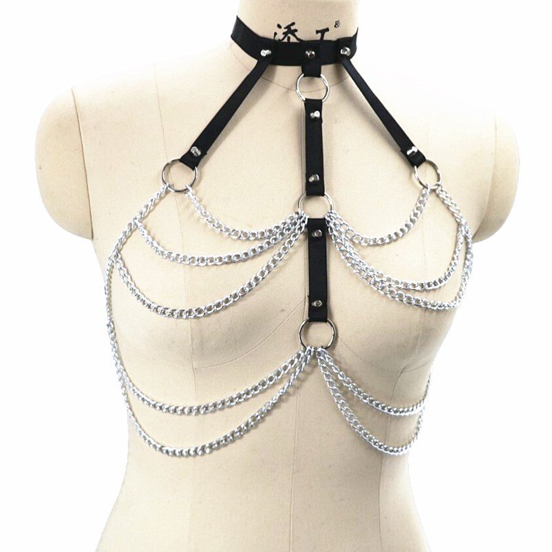 CIVET BDSM Punk Elastic Trend Sexy Restraint Collar Strap Integrated Performance Accessories Belt Fashion Chain Waist Chain