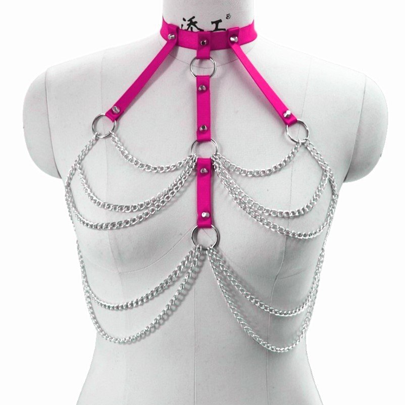 CIVET BDSM Punk Elastic Trend Sexy Restraint Collar Strap Integrated Performance Accessories Belt Fashion Chain Waist Chain