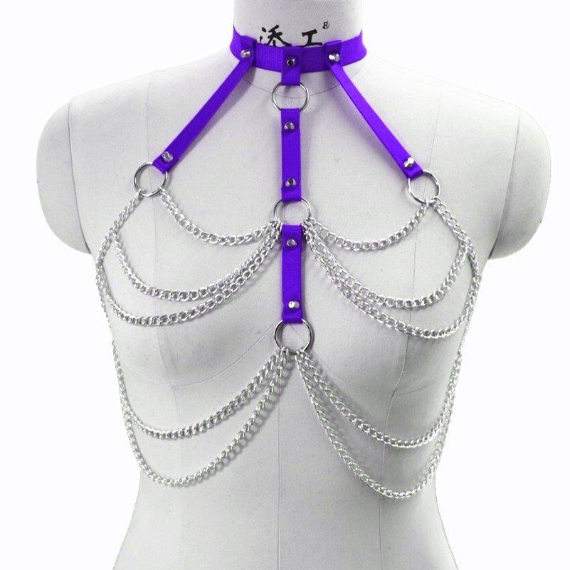 CIVET BDSM Punk Elastic Trend Sexy Restraint Collar Strap Integrated Performance Accessories Belt Fashion Chain Waist Chain