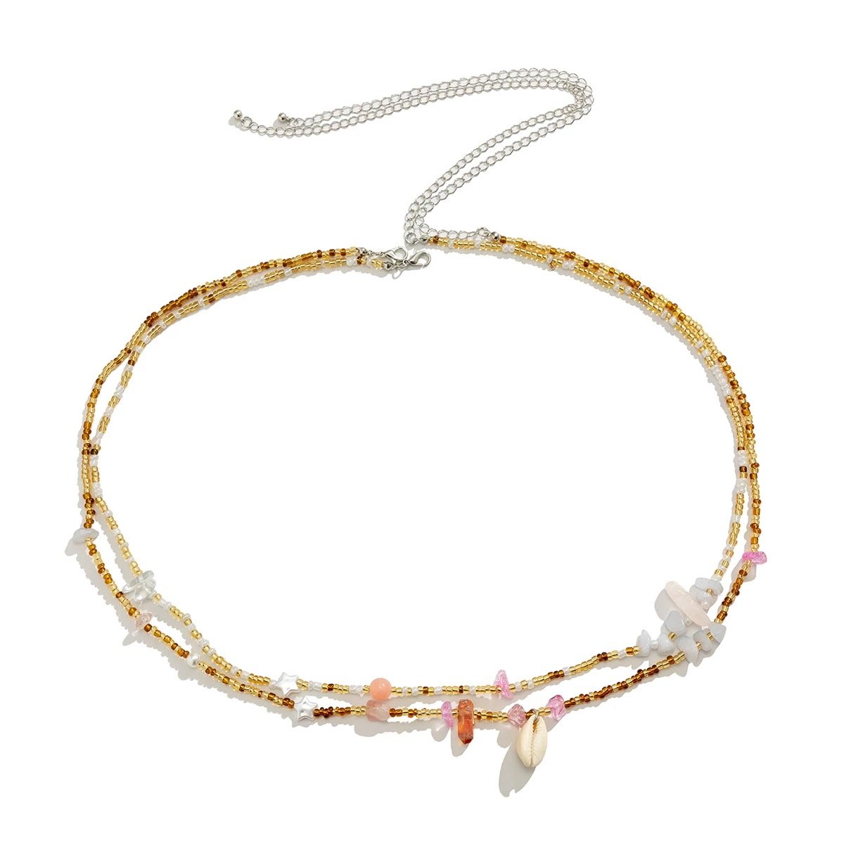 2024081801XUPING JEWELRY Two-piece shell crystal necklace waist chain European and American seaside photo jewelry