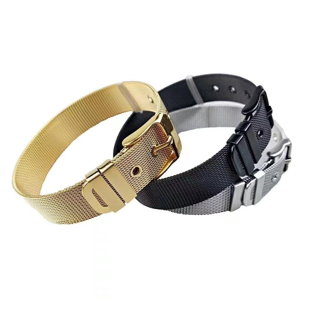 Adjustable Milanese Strap Belt Buckle Stainless Steel Mesh Bracelet Women