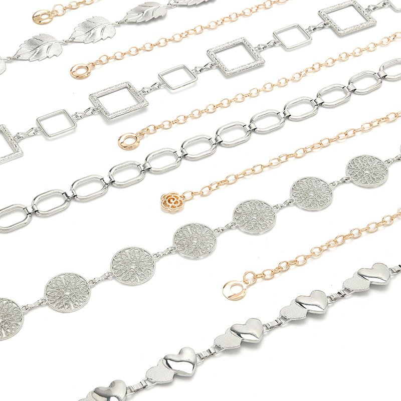 Fashion Belly Jewelry Alloy Metal Chain Belt Square Rectangle Lady Body Chain Link Belt Gold Waist Belt For Women Dress