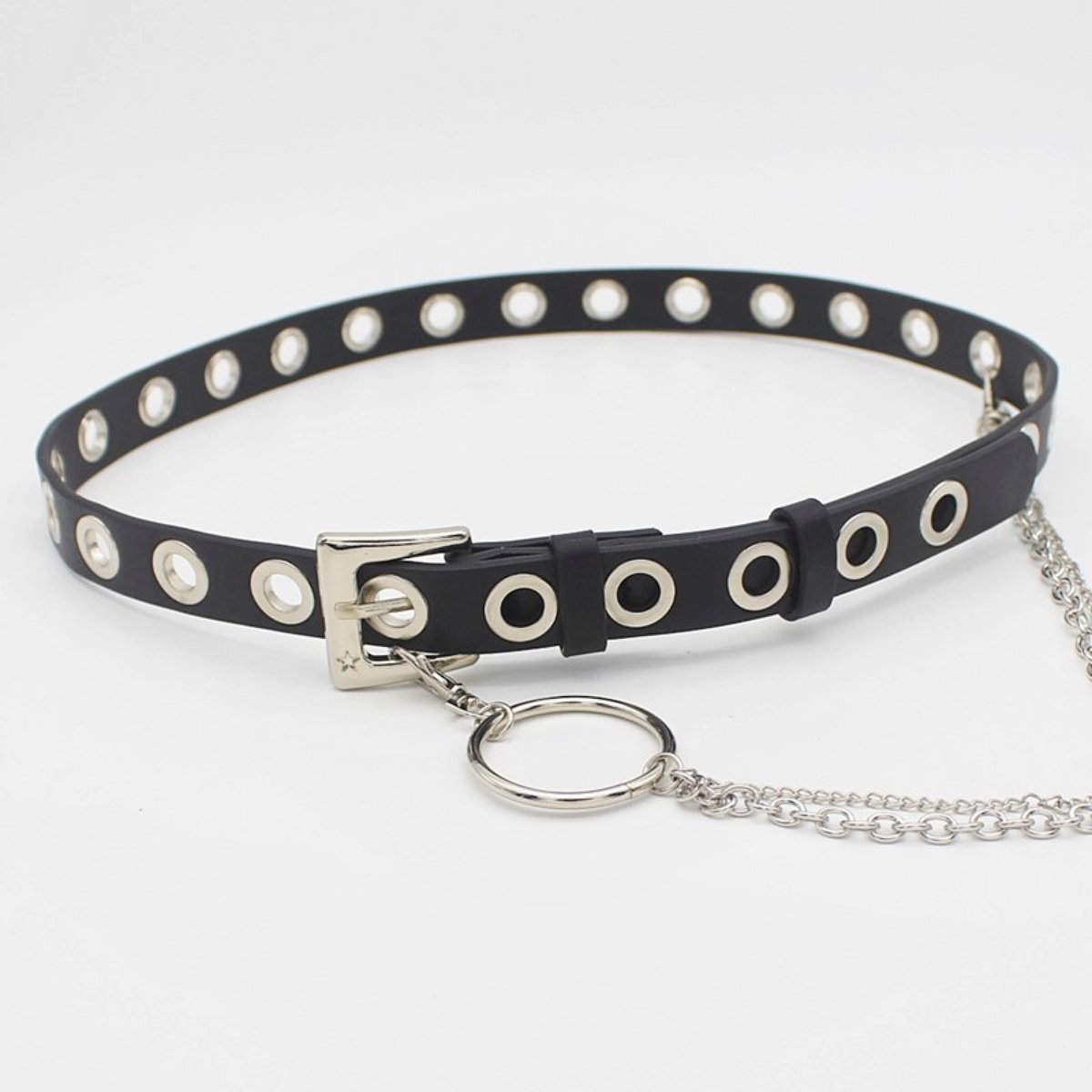 New eye-catching hip-hop belt women's dress with hanging chain Decorative circle belt, women's jeans belt