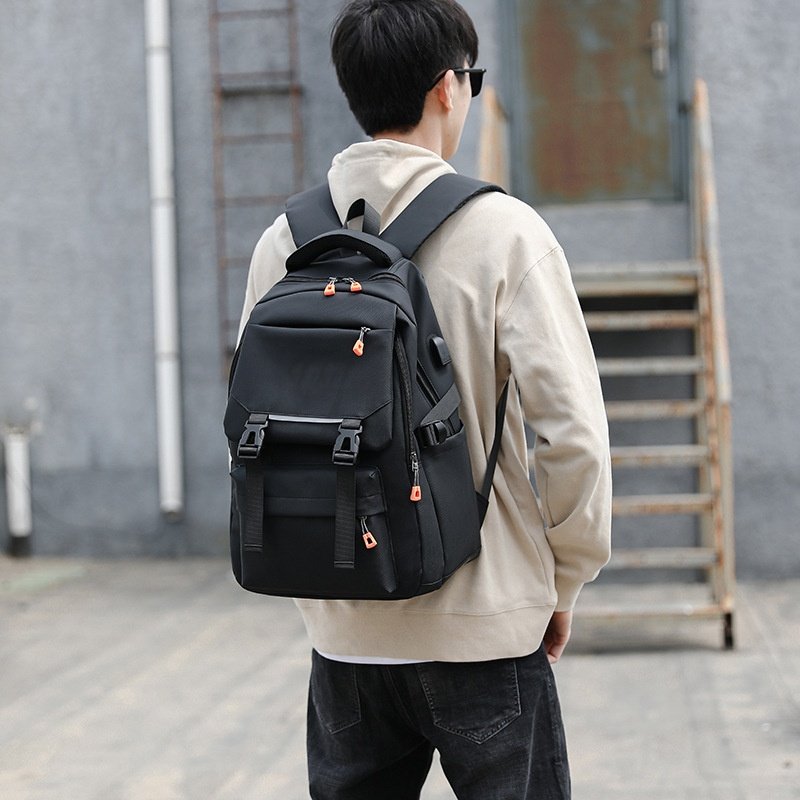 2024 New Backpack Male Simple Large Capacity Leisure Travel Backpack Middle School High School Students College Students