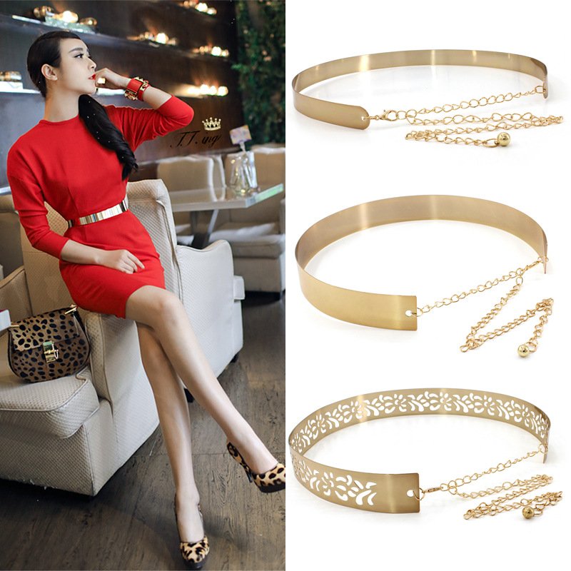 New Women's Metal Waist Bandwidth Coat Dress Accessories Waist Chain Women's Skirt Wild Gold Iron Girdle
