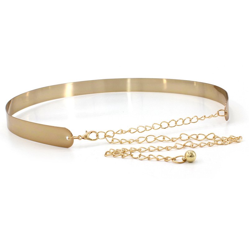 New Women's Metal Waist Bandwidth Coat Dress Accessories Waist Chain Women's Skirt Wild Gold Iron Girdle