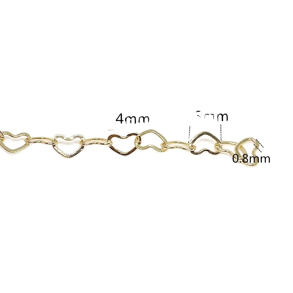 Fashion Sterling Silver Heart Bulk Chains for Jewelry Making Waterpoof Gold Filled Permanent Chains